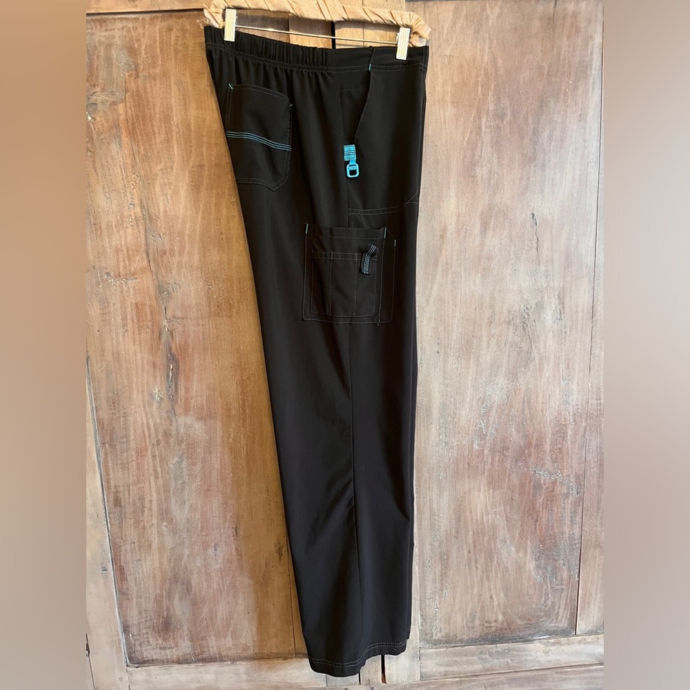 Women’s Black Scrub Pants with Teal Trim